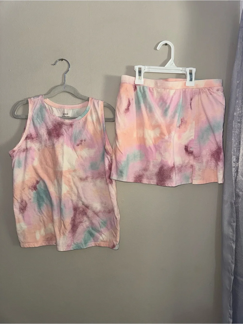 Carter's Pastel Tie-Dye Tank & Shorts Pajama Set - Pink, Peach, Teal